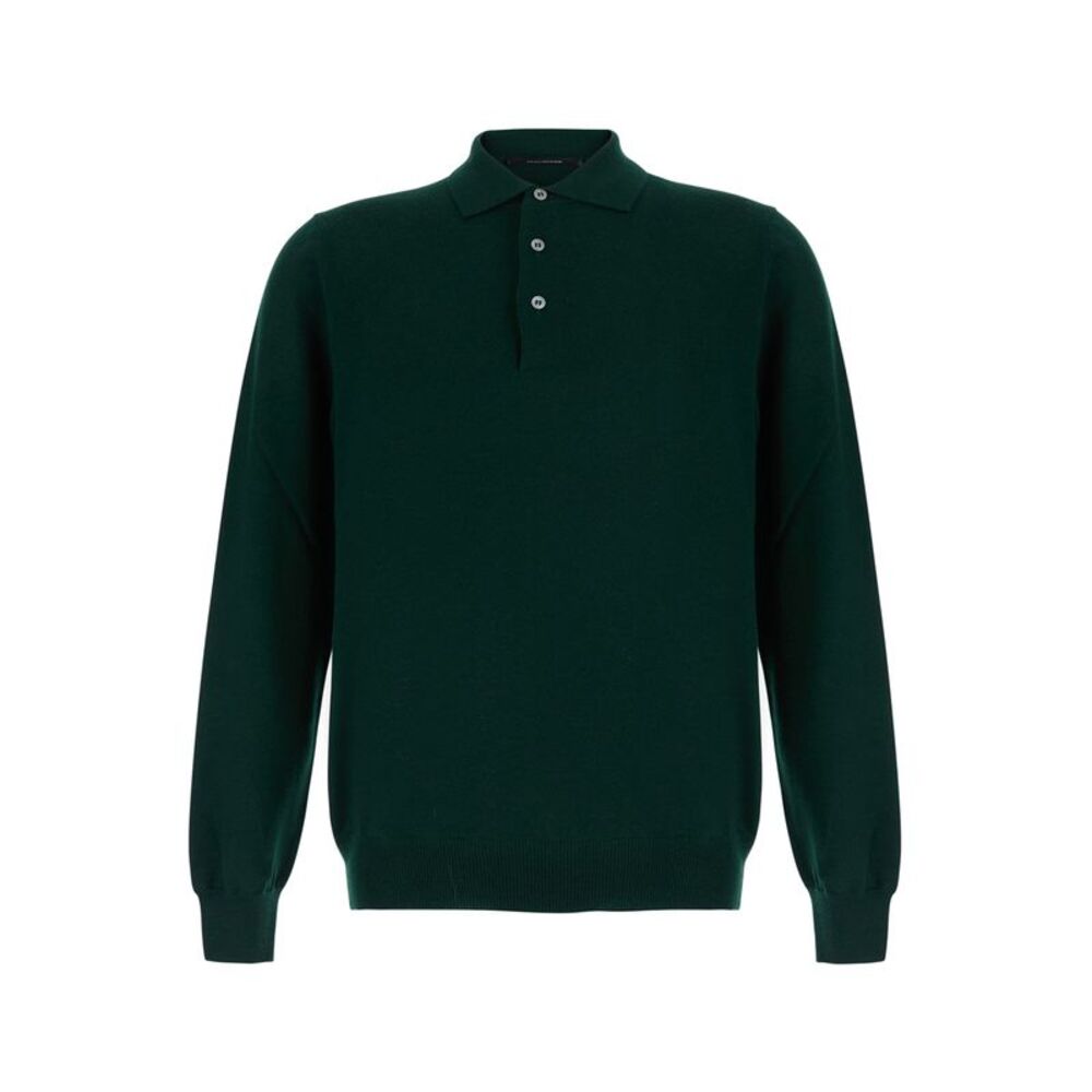 Tagliatore Men Green Polo Shirt Sweater In Wool Blend Men